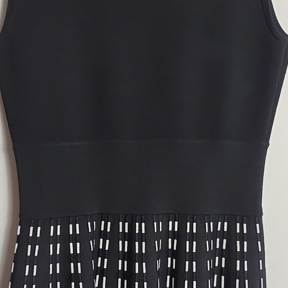 A.L.C. Black Sleeveless Crewneck Fit And Flare Dress In Black and White Size Med - Picture 10 of 16